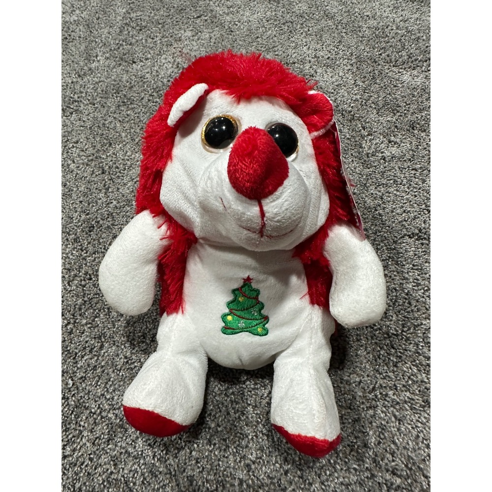 Kellytoy Sugar Loaf Red White Christmas Hedgehog Plush Holiday Tree